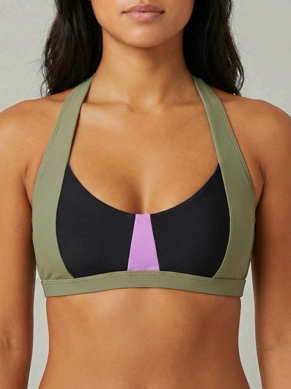 New With Tags prAna Tulum Black Colorblock Bikini Top Size Large